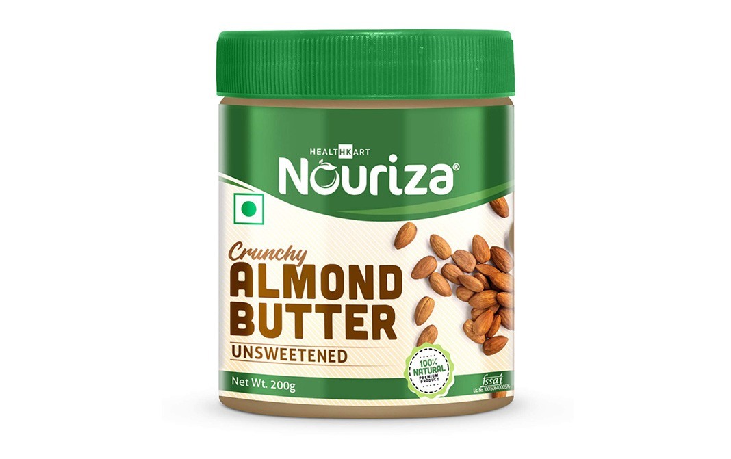 Nouriza Crunchy Almond Butter, Unsweetened   Jar  200 grams